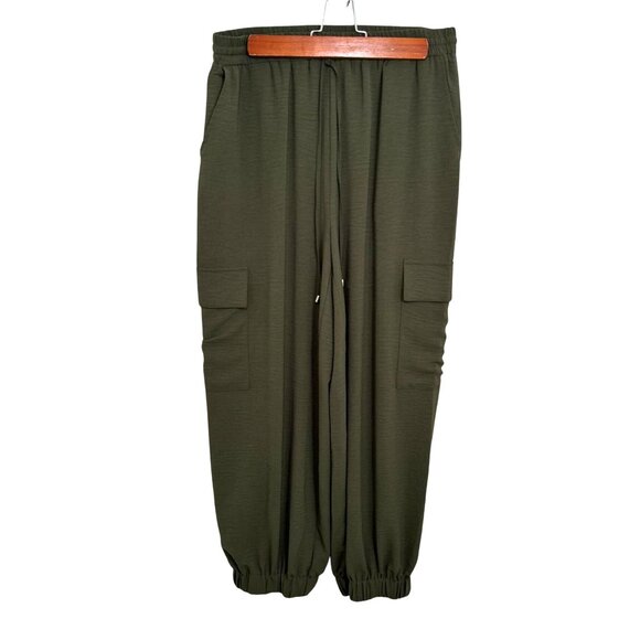 Adrianna Papell Dark Green Utility Pocket Joggers | Size Medium - Picture 2 of 10